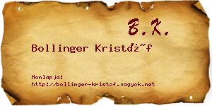 Bollinger Kristóf névjegykártya